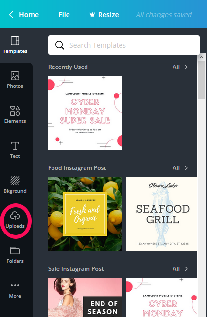 How to upload an image to Canva
